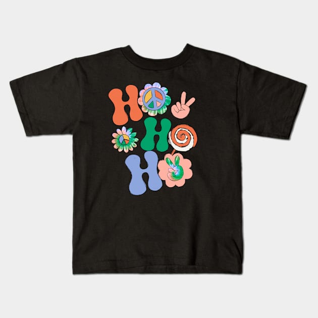 Ho Ho Ho Groovy Christmas Kids T-Shirt by Nova Studio Designs